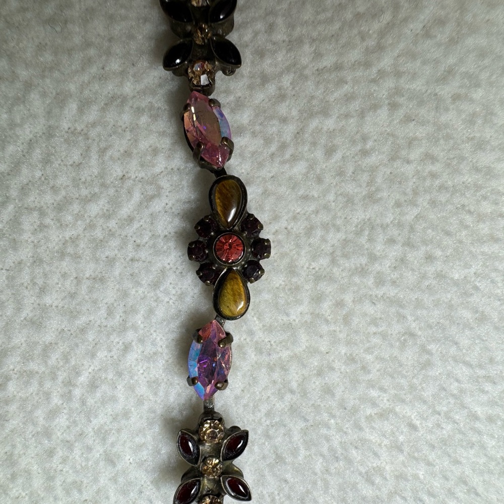 Elegant Sorrelli Choker Necklace with  Crystals in Pink and Brown Tones - Picture 6 of 7